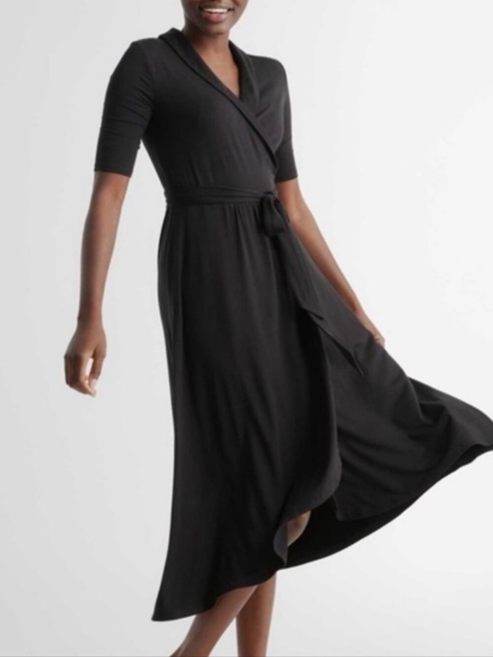 Quince Tencel Jersey Midi Wrap Dress